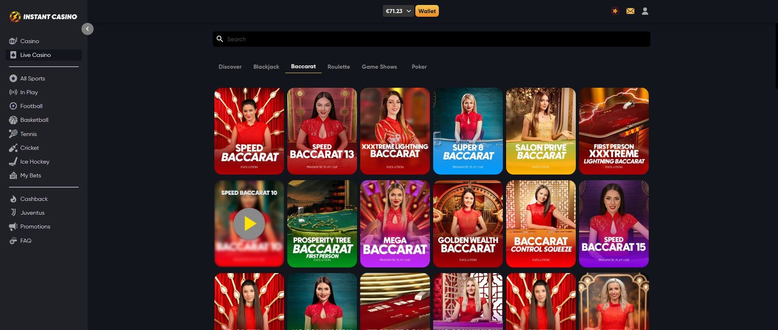 Instant Casino Baccarat